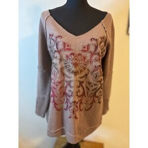 SOFT SURROUNDINGS Renaissance Relaxed Fit Vneck Raw Edge Sweatshirt